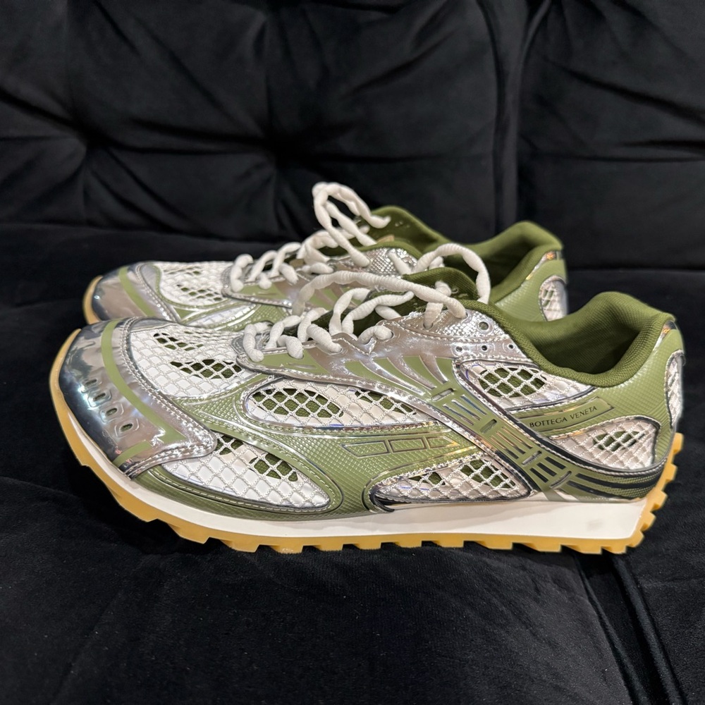 Bottega Veneta Women's Olive and Metallic Sneakers